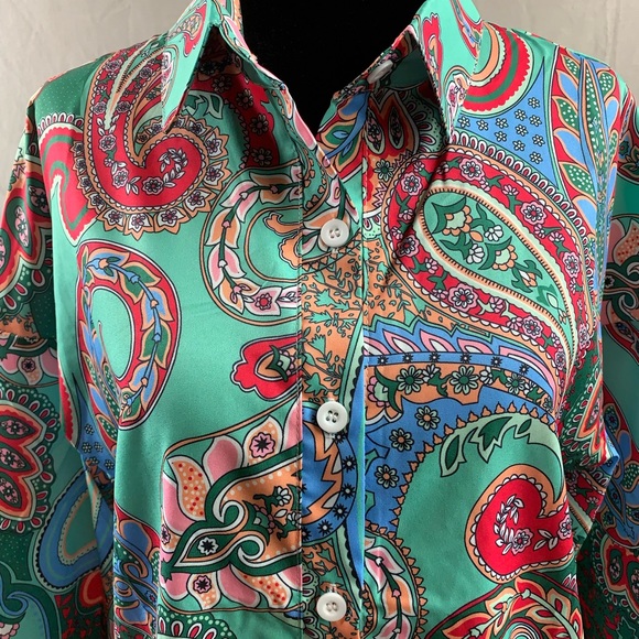 Paisley Print Single Breasted Drop Shoulder Shirt - Picture 8 of 10